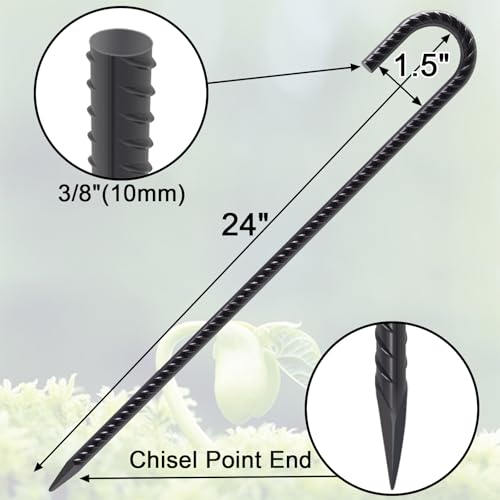 Rebar Stakes 24 Inch J Hook Heavy Duty (32 Count)