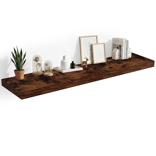 48 x 12 Deep Floating Shelves Wall Mounted Set of 1 Rustic Brown