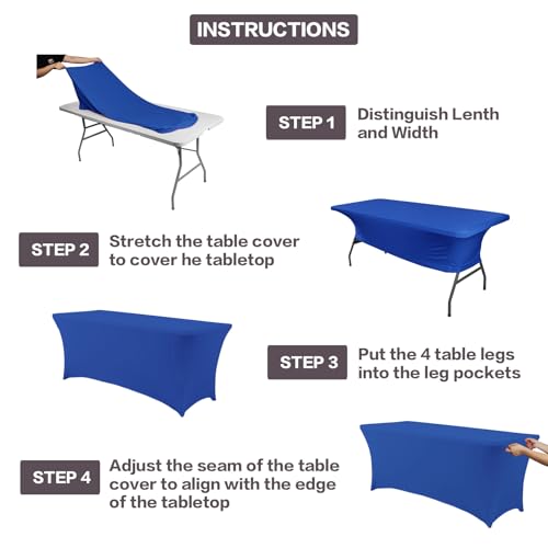 4FT Table Cloth for Rectangular Spandex Royal Blue Table Cover