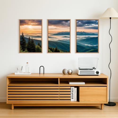 Large Nature Mountain Sunrise Framed Canvas Wall Art