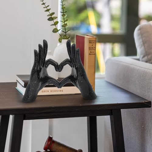 Black Heart Hands Decor Sculpture