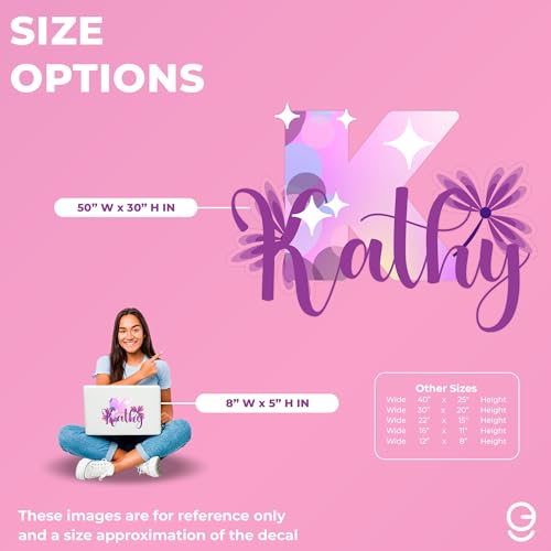 Custom Stickers Name & Initial Wall Decor with Purple Flower