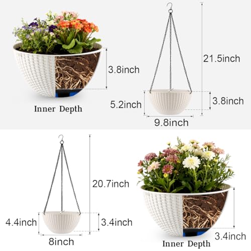 Hanging Planters 8 Inch & 10 Inch (4 Count)