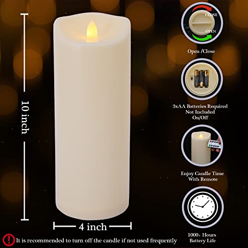 4" x 10" Large Outdoor Flameless Candle with Remote and Timer