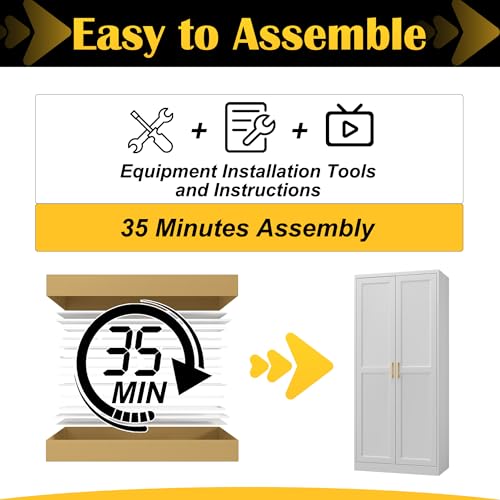 71"Metal Pantry Storage Cabinet with Doors & 4 Adjustable Shelves