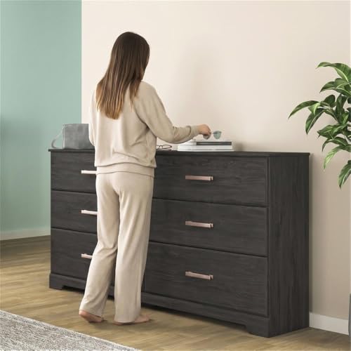 Belachime 6 Drawer Black Wood Bedroom Dresser