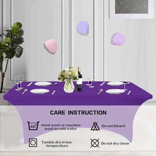 4FT Table Cloth for Rectangular Spandex Purple Table Cover