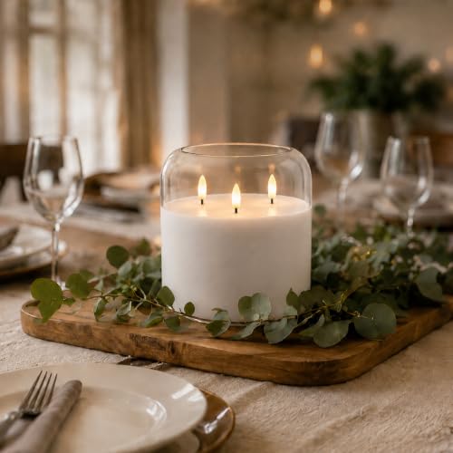Pure White Large Glass Flameless LED Candle
