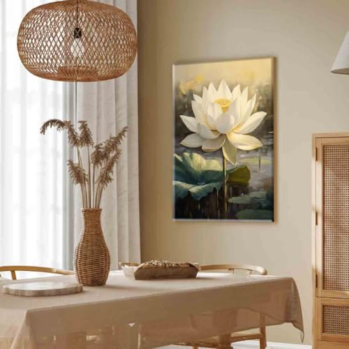 Lotus Flower Poster Lotus Watercolor Painting Abstract Lotus Wall Art Summer Flower Picture 16x24inch framed
