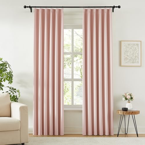 Pink Pinch Pleated Curtains for Girls Room (2 Count)