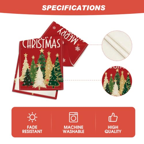 Red Xmas Trees Table Runner Home Party Decor 13x60 Inch