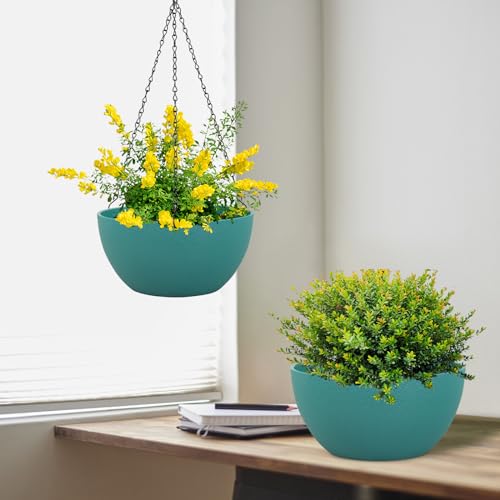 12 inch Large Hanging Planters for Indoor Outdoor Plants (2 Count)