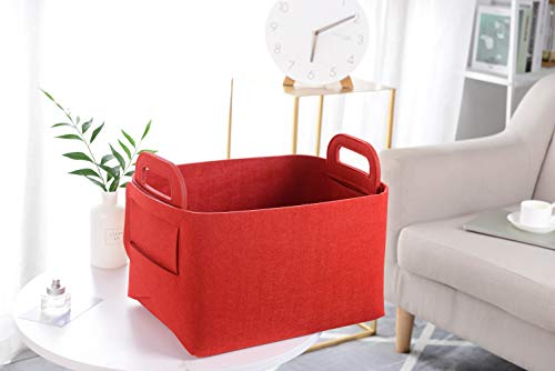 Storage Basket Felt Storage Bin Collapsible& Convenient Box Organizer with Carry Handles for Office Bedroom Closet Babies Nursery Toys Laundry