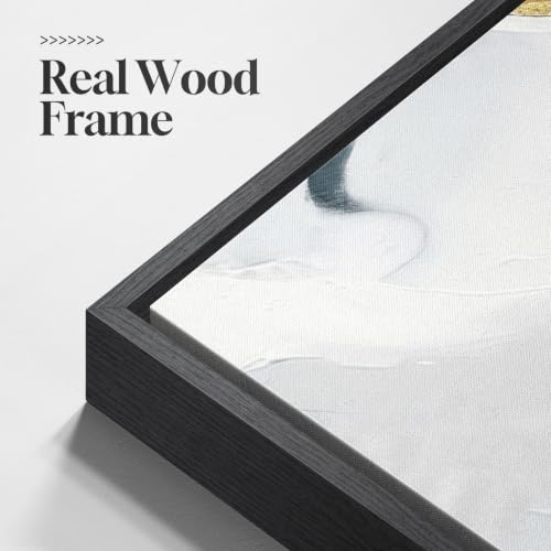 Extra Large Framed Black White and Gold Abstract Wall Art for Living Room (3 Count)