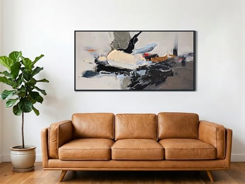 Abstract Canvas Wall Art Textured Extra Large 58“x29” Wood Framed