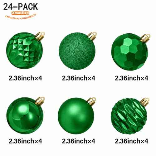 60mm 2.36" Christmas Ball Ornaments Shatterproof Christmas Ornaments Set Decorations for Xmas Tree Balls (34 Count)