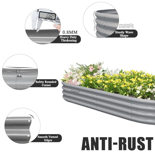 2 Pack 8x4x1FT Galvanized Raised Garden Bed Kit Oval Metal Ground Planter Box Outdoor Bottomless Planter Raised Beds for Vegetables Flowers Herbs Fruits