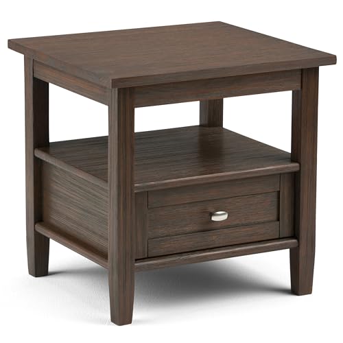 Warm Shaker 20" Wide Solid Wood End Table in Farmhouse Brown