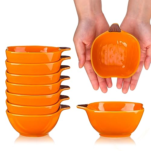 Fall Pumpkin Ramekins 6 oz Oven Safe Ceramic Bowls (8 Count)
