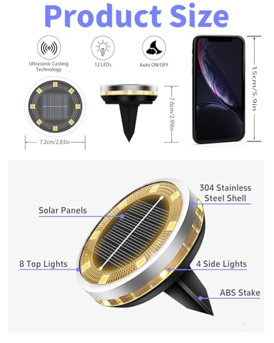 Solar Ground Lights Outdoor 12 Pack Waterproof (12 Count)