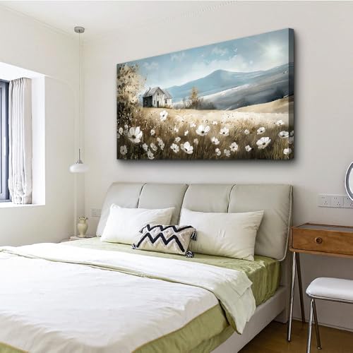 Large Canvas Wall Art For Living Room Wall Decor For Bedroom Office Decorations Watercolour Wall Paintings Stretched And Framed Farmhouse Old house Scenery Pictures Artwork Hanging Home Decor