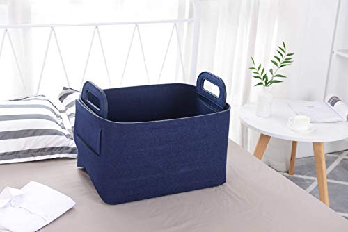 Storage Basket Felt Storage Bin Collapsible& Convenient Box Organizer with Carry Handles for Office Bedroom Closet Babies Nursery Toys Laundry