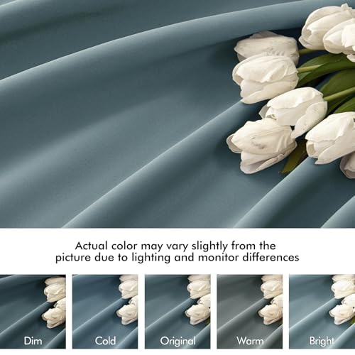 Greyish Blue Back Tab Blackout Curtains 52x96 Inch Long 2 Panels Set (2 Count)