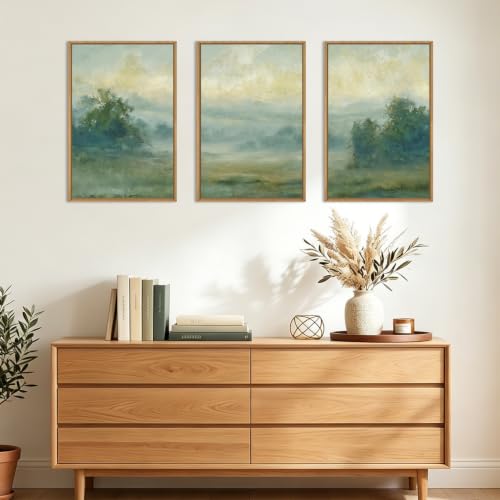 Green Abstract Minimalist Framed Canvas Wall Art