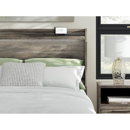 Gray King Bedframe Wood Panel with LED