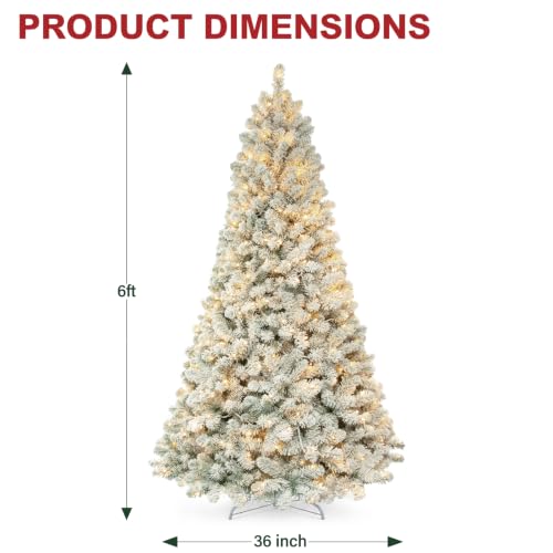 6 ft Prelit Snow Flocked Christmas Tree with 200 Warm White LEDs