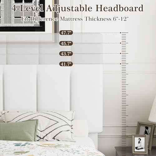Full Size Bed Frame with Upholstered Headboard