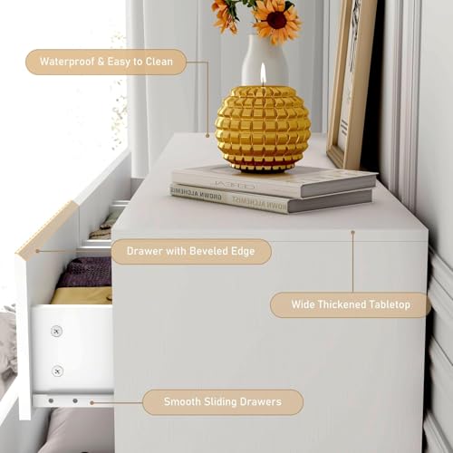 jiteentar White Malm Dresser for Bedroom