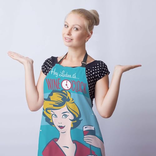 Kiss the Cook Apron Men Wine O’clock Funny Aprons for Women for Cooking Restaurant BBQ Painting Crafting Gardening 27”