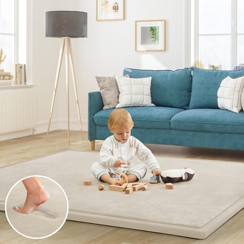 Baby Play Mat for Floor Nursery Rug Muscle Mat Area Rug Playroom Rug 79"x110" Playpen Mat Elastic Foam 1.3" Thick Crawling Mat for Babies
