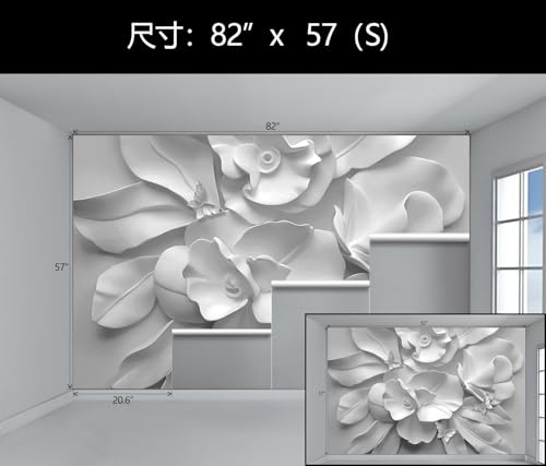 3D Gray Peony Floral Wallpaper Mural Peel and Stick for Bedroom