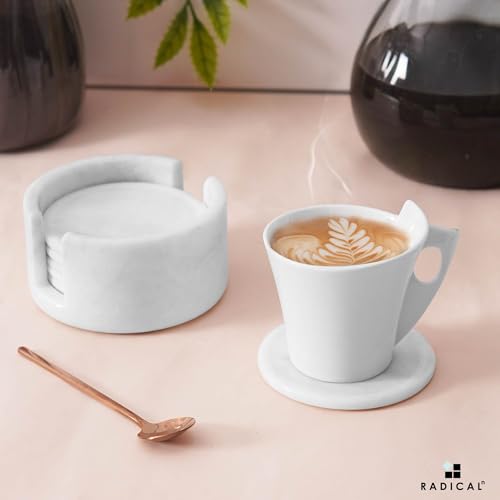 Round Marble Coasters Set of 6 with Holder (6 Count)