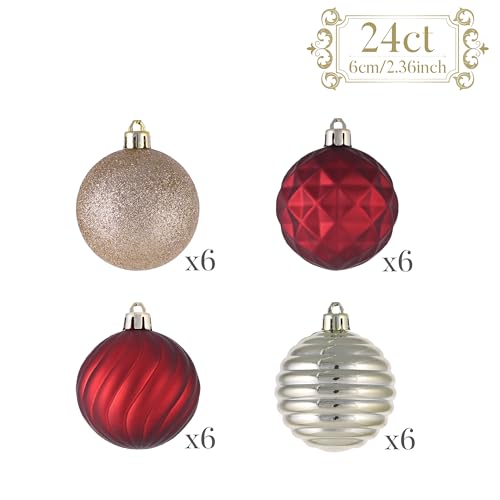 24ct Christmas Ornaments Tree Decorations Set 2.36 Inch (24 Count)