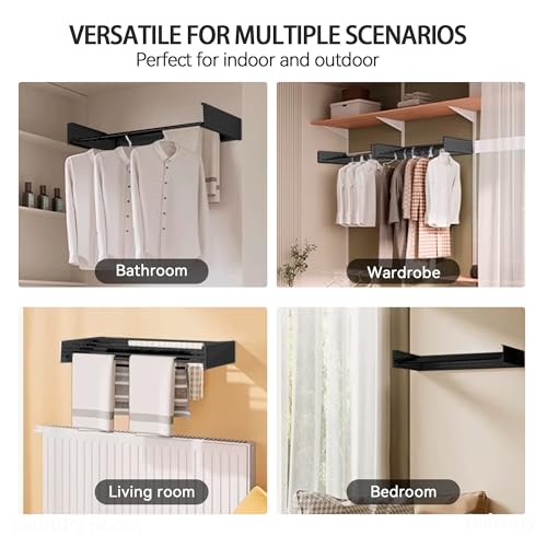 Laundry Drying Rack Wall Mounted Clothes Drying Rack Black