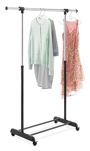 Adjustable Rolling Clothes Organizer Chrome Garment Rack