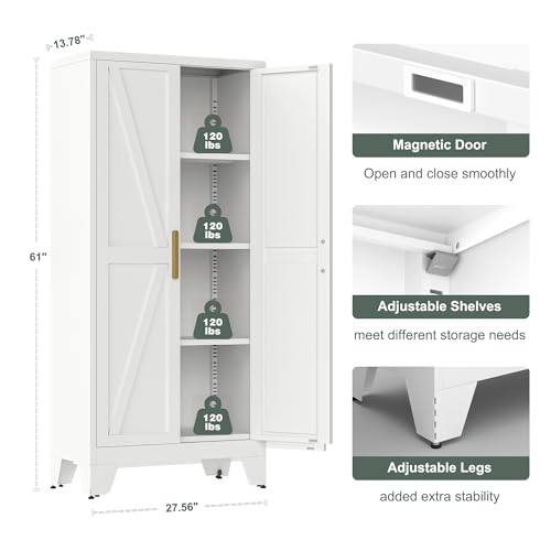 61" Tall Farmhouse Metal Pantry Cabinet