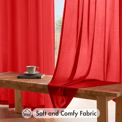 Red Privacy Sheer Curtains 2 Panels 42W x 84L (2 Count)