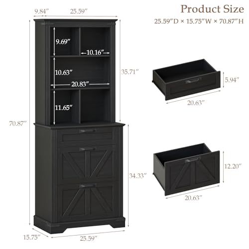 Farmhouse Bookshelf with 3 Large Drawers