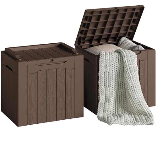 30 Gallon Resin Deck Box 2 Pack Outdoor Indoor Waterproof Storage Box for Patio Furniture Pool Accessories Storage for Cushion Garden Tools