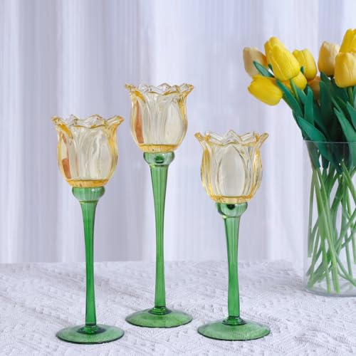 Gold Tulips Candle Holders Set of 3