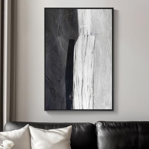 Framed Black and White Modern Abstract Wall Art