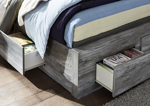 Smoky Gray Full Panel Bed with 6 Storage Drawers