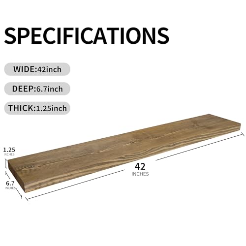Wood Floating Shelves for Wall 42 inch Set of 2 (2 Count)