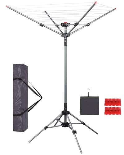 Portable Umbrella Clothes Drying Rack 8 Lines with 82 Feet Drying Space