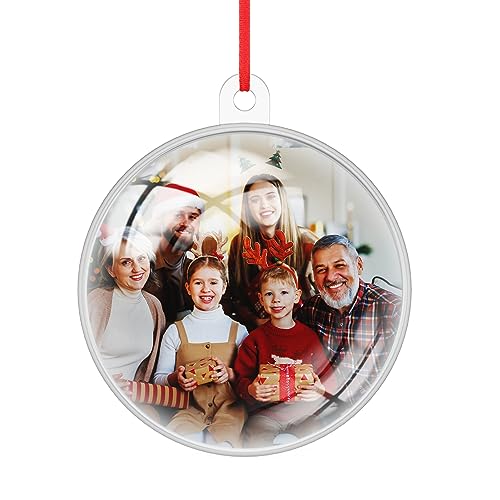Personalized Christmas Ornaments 2025 Wood Custom Picture Text Hanging Ornament Customized Christmas Tree Decorations Keepsake Gift for Family Couples Xmas Tree Home Decor