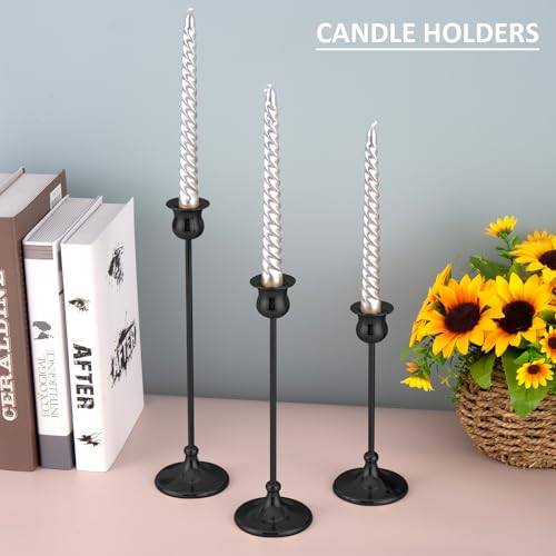 Taper Candle Holder Tall Vintage Metal Candlestick Holders Candle Stick Candelabra for Halloween Thanksgiving Christmas Holiday Wedding (6 Count)